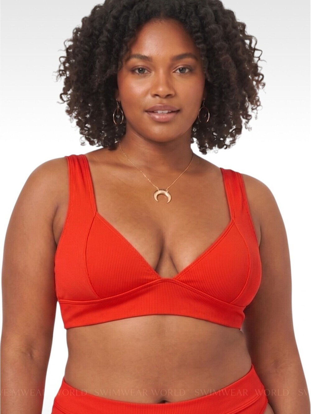 NWT L*SPACE Hailey Ribbed Sweetheart Bikini Top Pimento Red Large